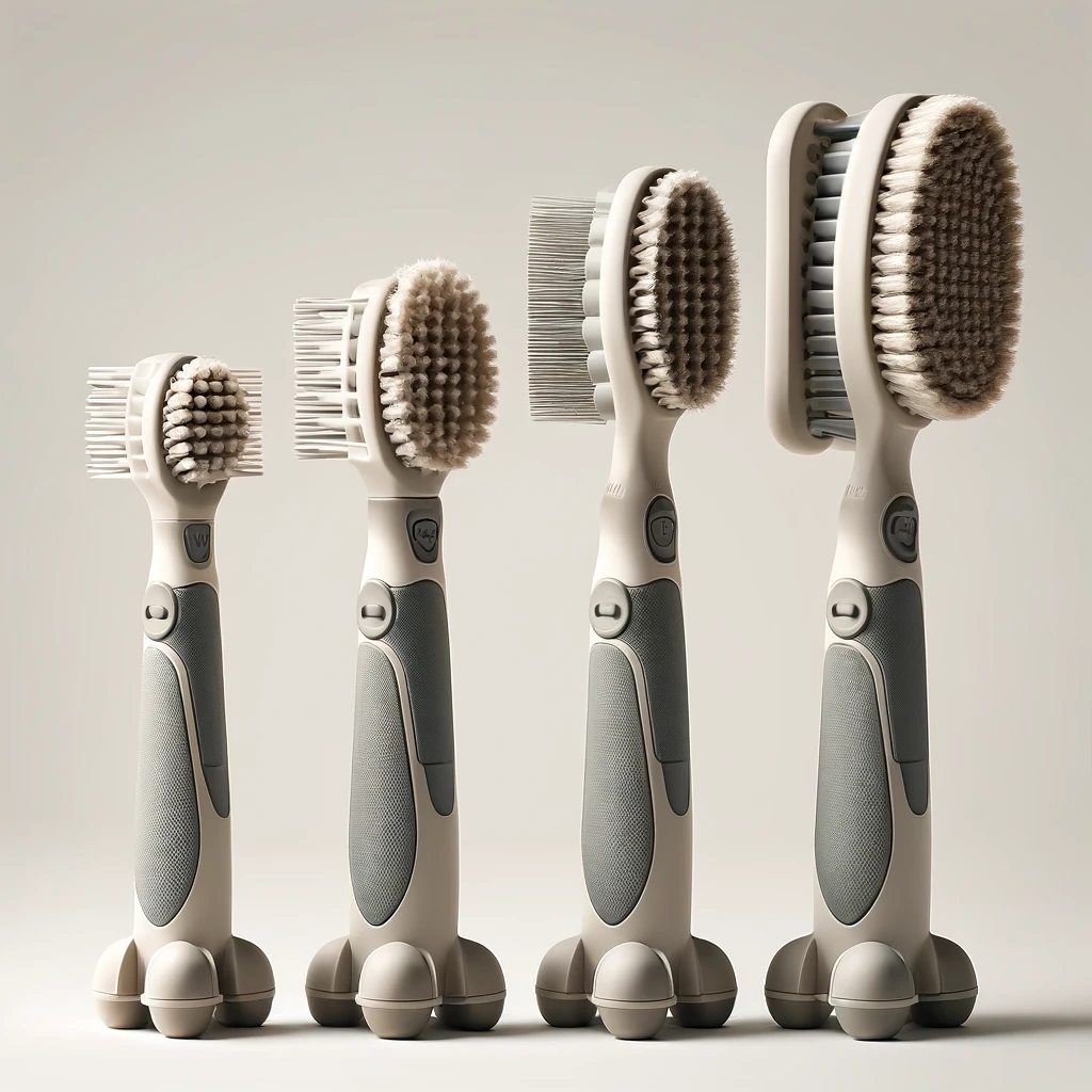 Nature's Touch Wooden Pin Brushes. Left to right: small, medium, large, extra-large